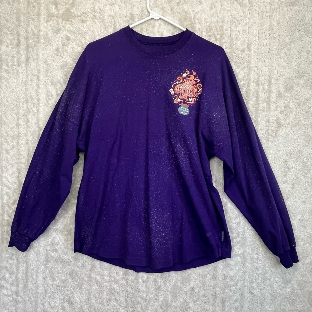 Disney Spirit Jersey Hocus Pocus Sz XS Purple Sparkly Oversized Villanspell - Picture 2 of 16
